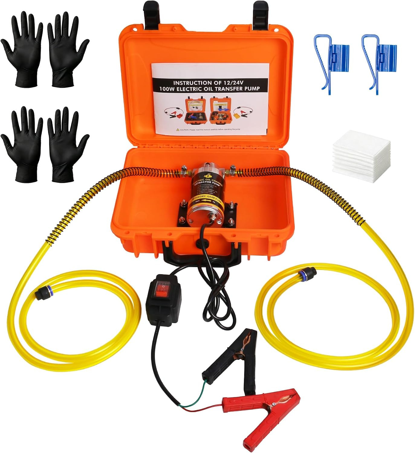 12/24V 100W Electric Oil Change Extractor Pump, 1-4L/Min Oil Transfer Pump for E