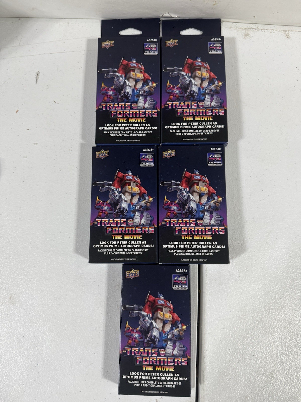 5 Upper Deck Transformers The Movie 40th Anniversary Target Sealed Boxes