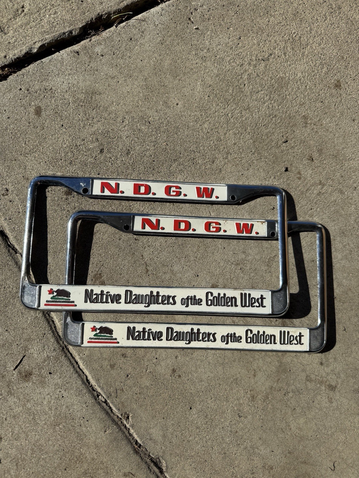 VINTAGE California N.D.G.W. License Plate Frame Native Daughters Golden West