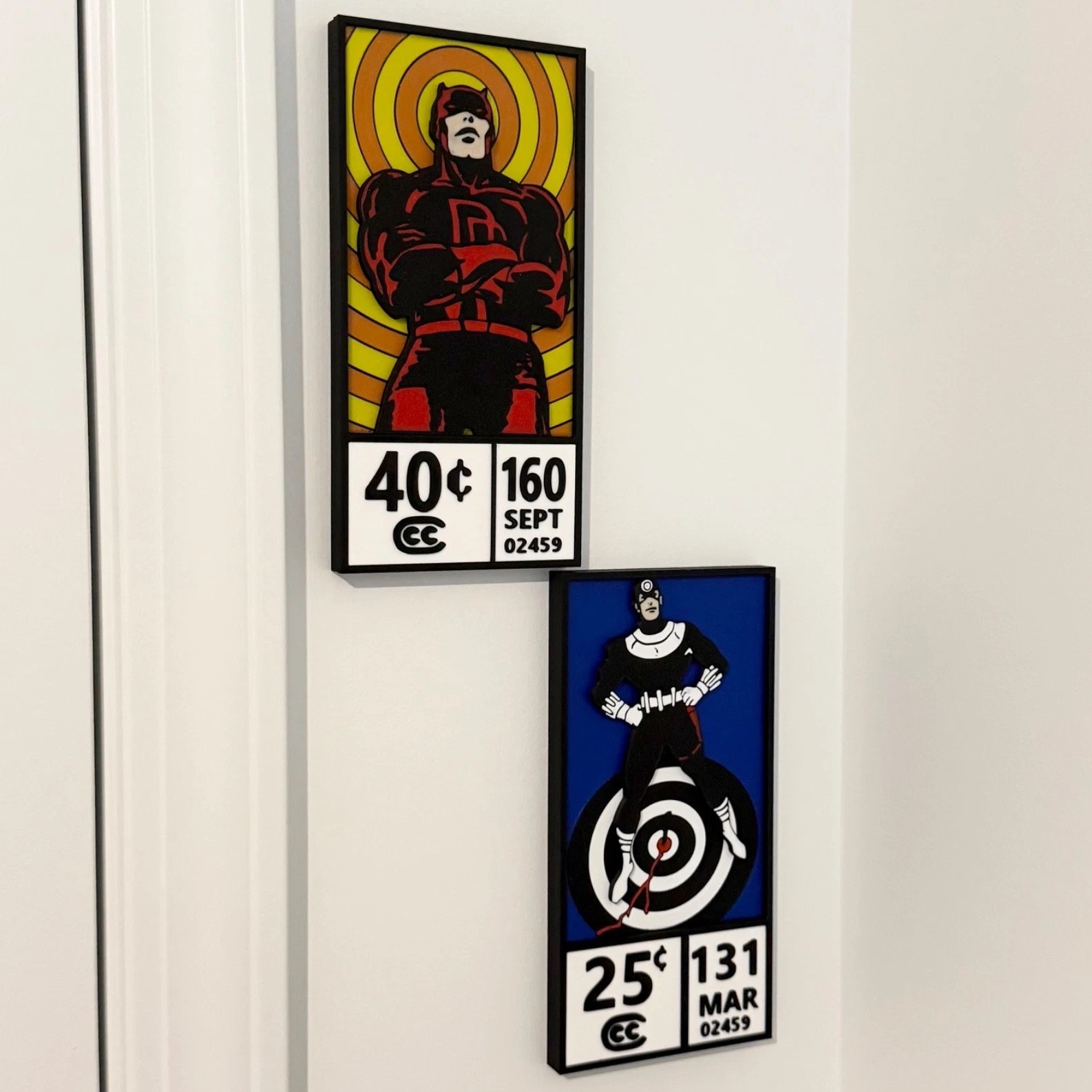 Daredevil Bullseye 2 Pack Marvel Corner Box Logo Hanging Sign 3D Wall Desk Art