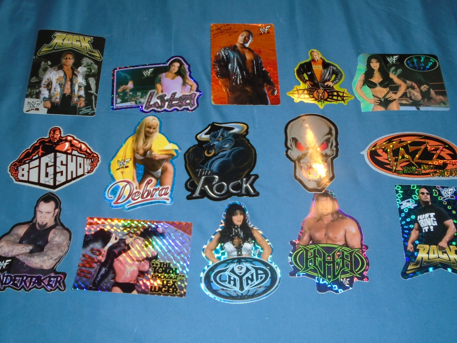 Lot Of  15 Vintage 2001 WWF Wrestling Vending Machine & Bumper Stickers