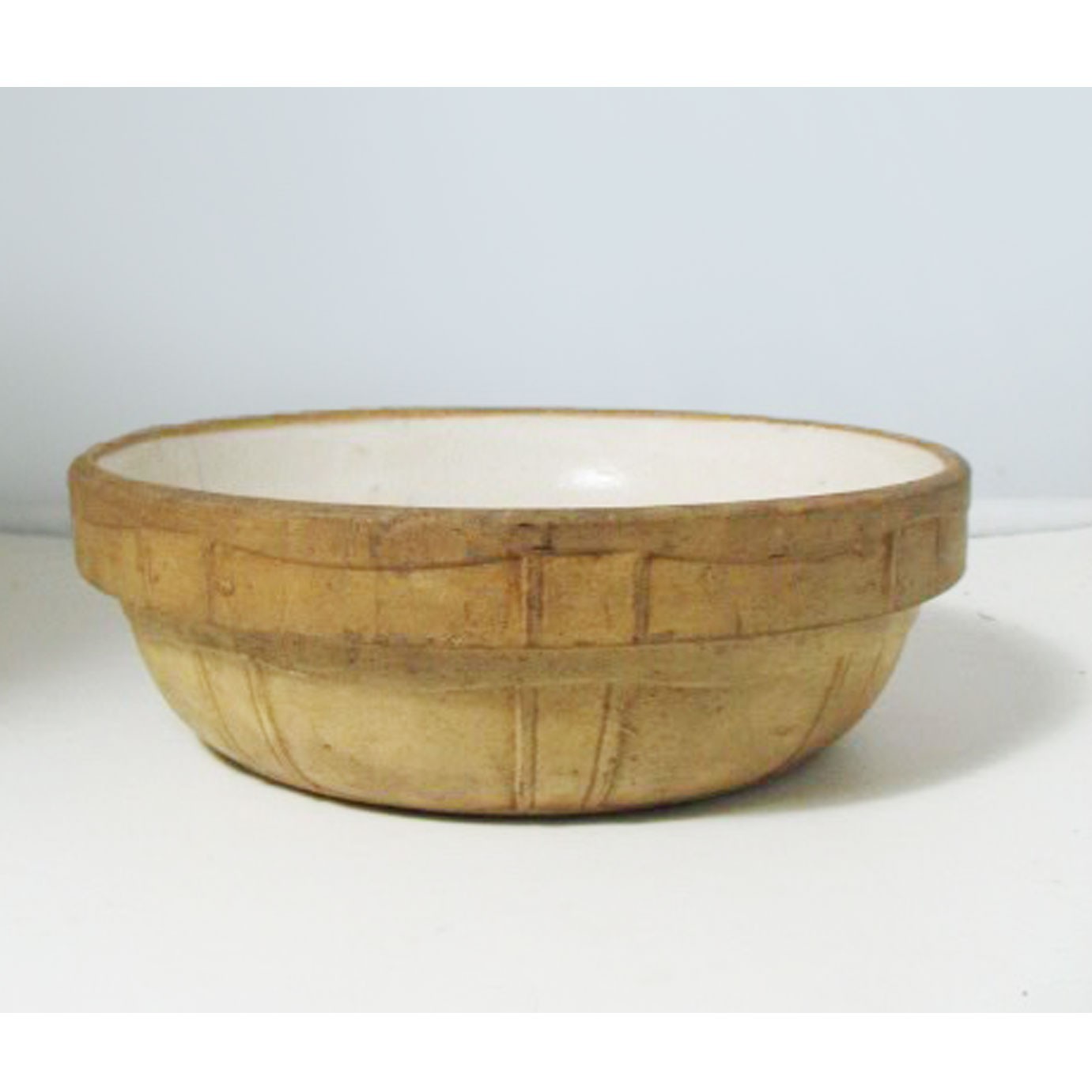 Early 1900s American Cooking Ware Fire Proof Clay Shoulder Crock Bowl Primitive