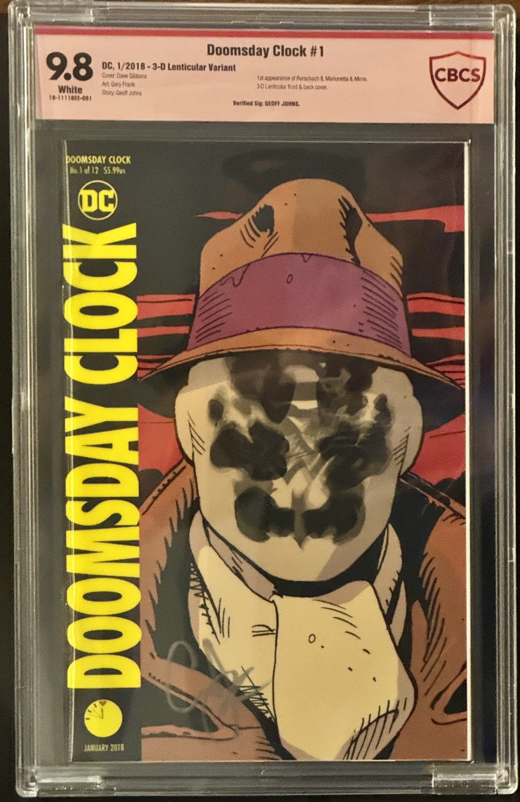 DC 2018 Doomsday Clock #1 3-D Lenticular Variant CBCS 9.8 Signed Geoff Johns