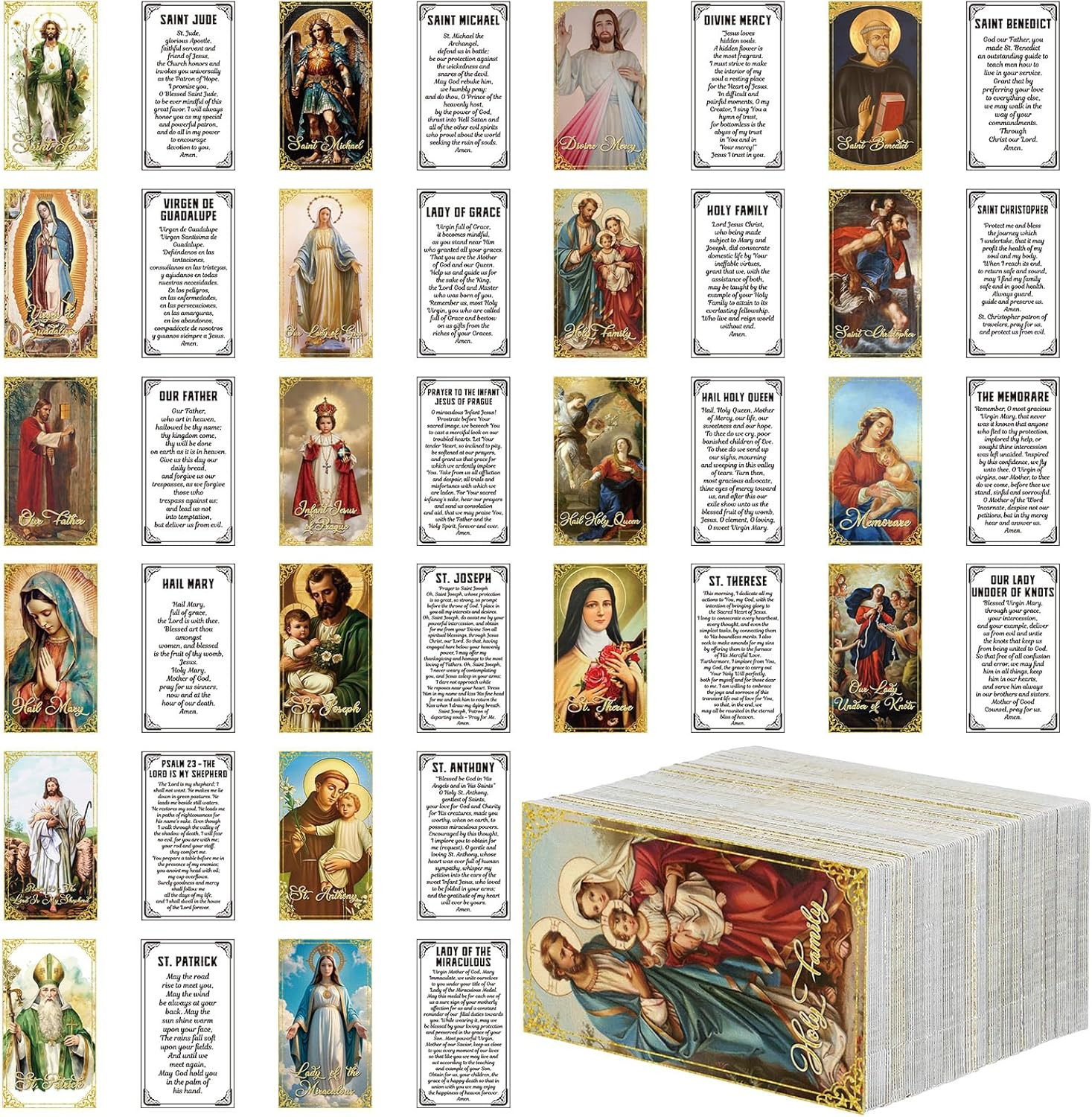 240 Pcs Catholic Saint Prayer Cards Bulk Gifts Holy Cards Bookmarks