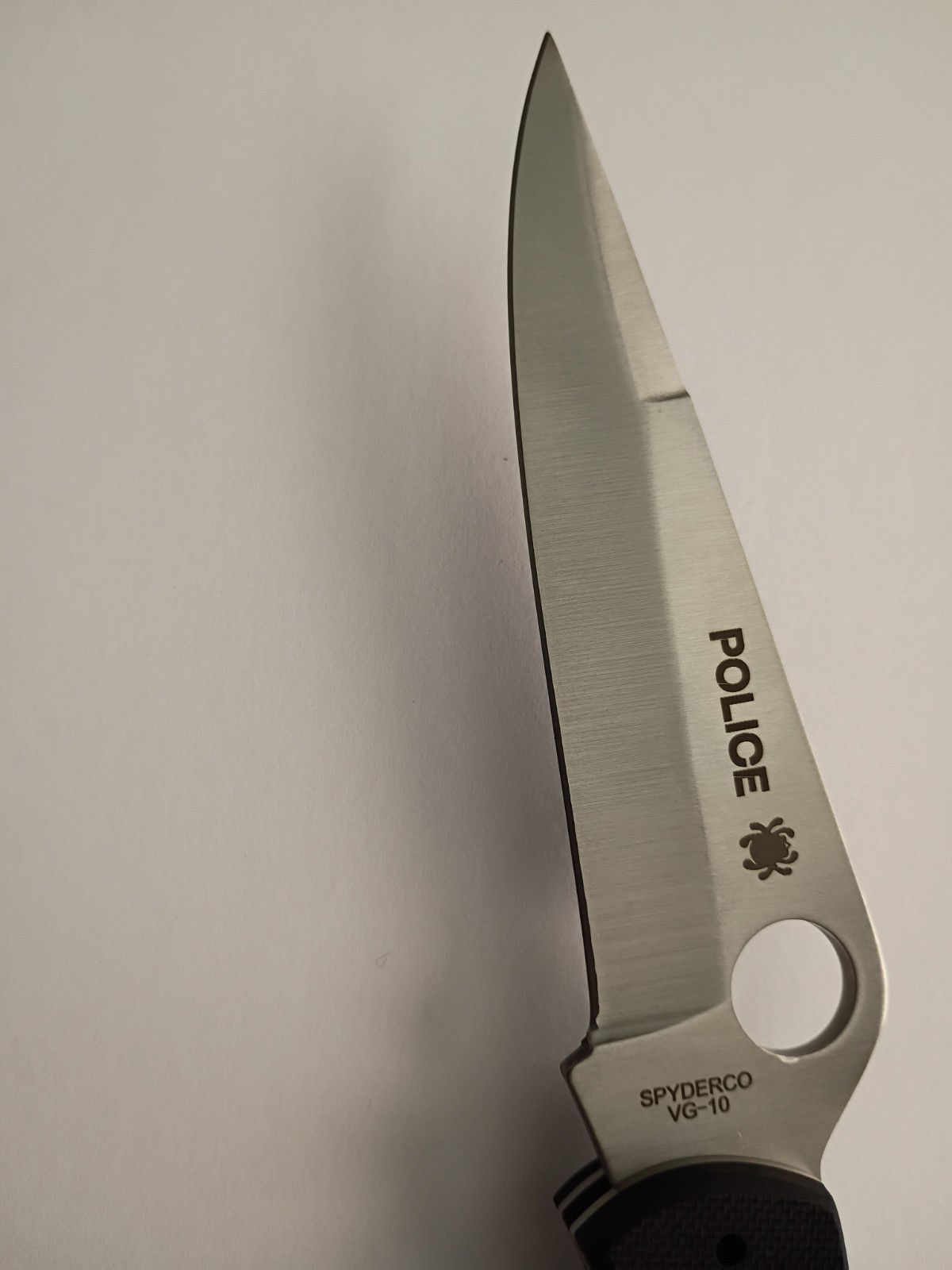 Spyderco Police Pocketknife VG-10 Blade G10 Handle Plain Edge Lockback Clip