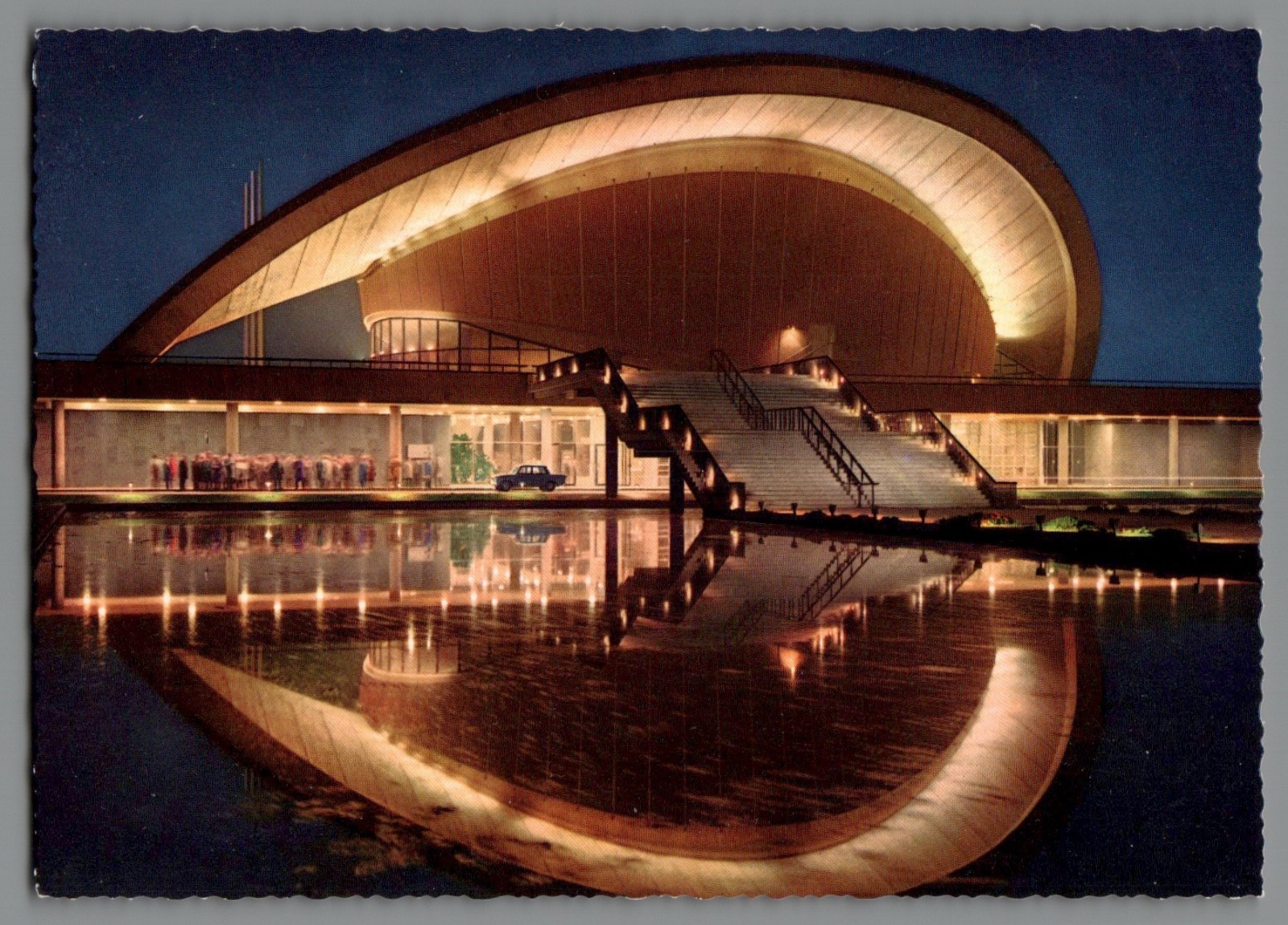 Postcard Berlin Congress Hall Night View Architecture unused 1950s (B1400)