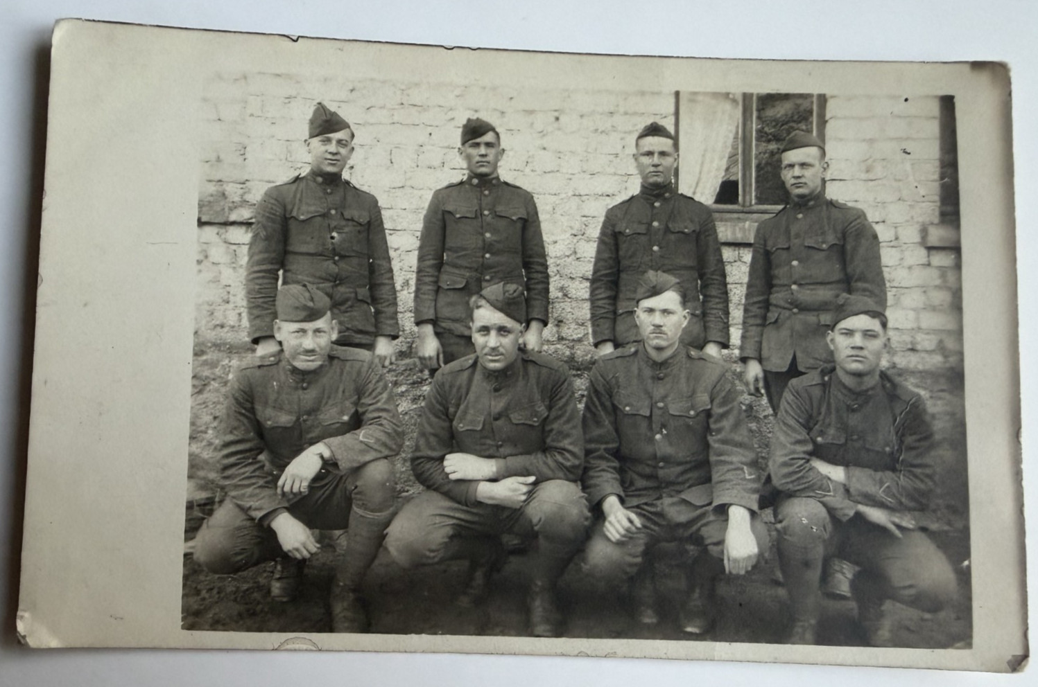 c1910s WWI RPPC US Army Doughboy Soldiers Uniform Group Photo Military OOAK