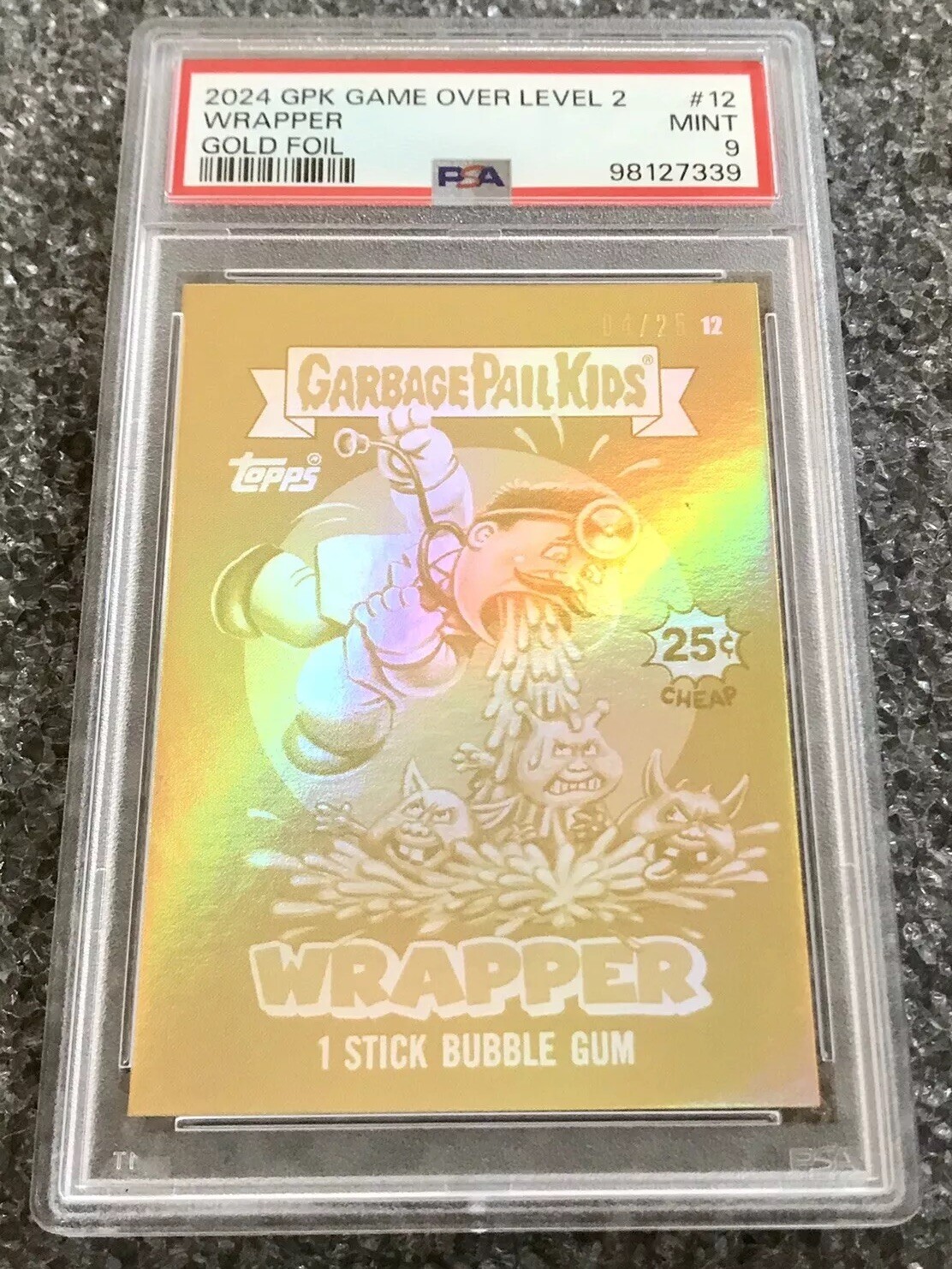 2024 Garbage Pail Kids Game Over Gold Foil Wrapper /25 #12 PSA 9 MARIO NES VGA