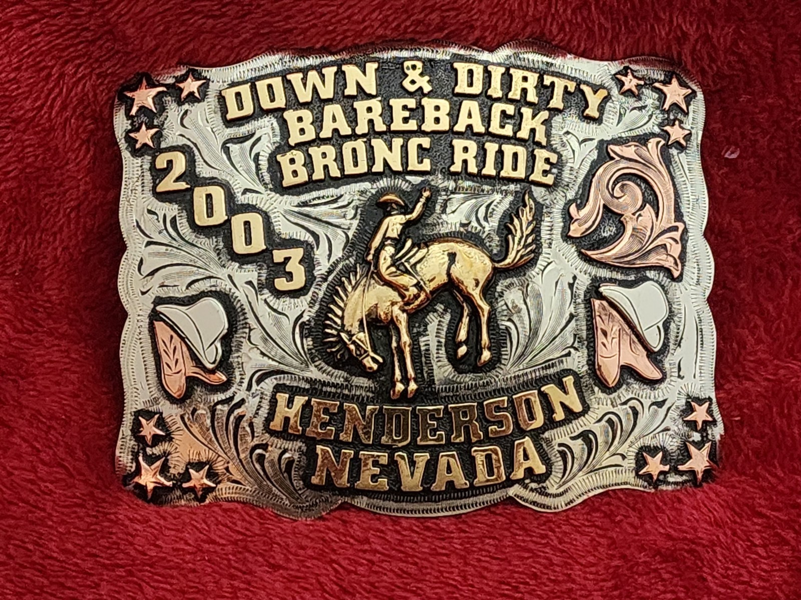 BRONC RIDING☆2003☆PRO RODEO CHAMPION TROPHY BUCKLE☆HENDERSON NEVADA☆RARE☆202