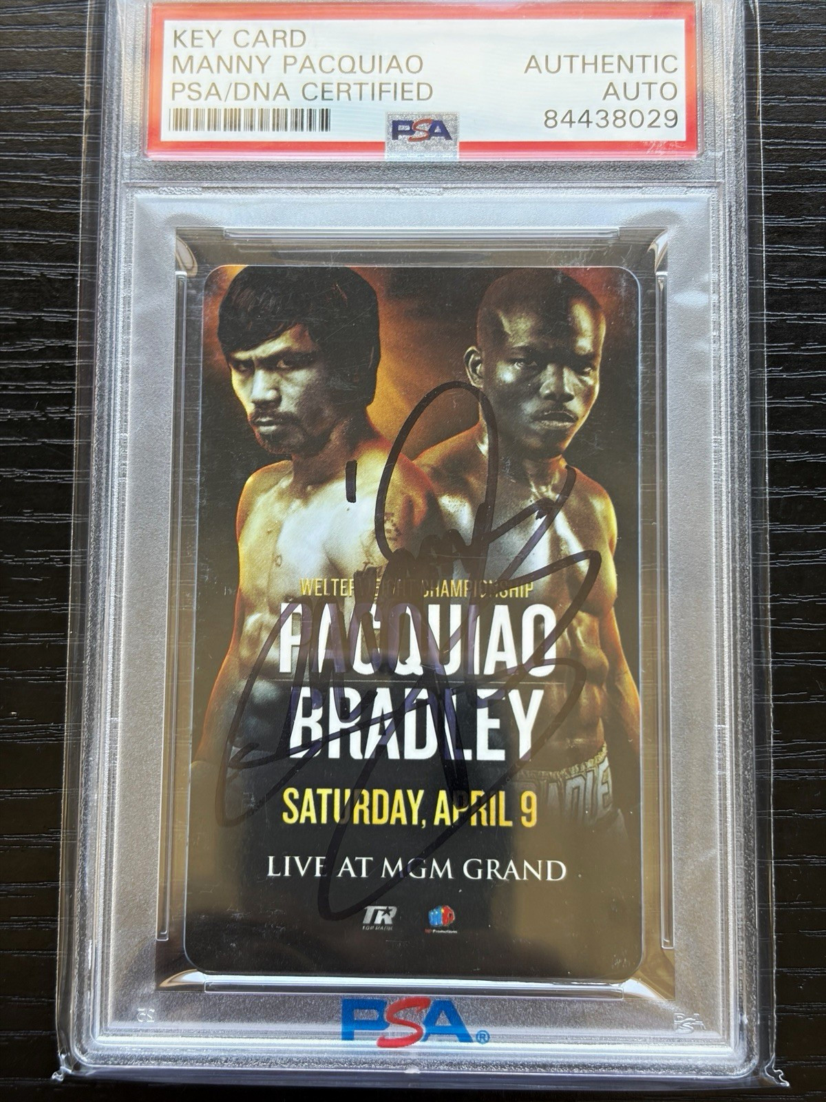 MGM Grand Key Card Manny Pacquiao vs Timothy Bradley Auto PSA/DNA 84438029