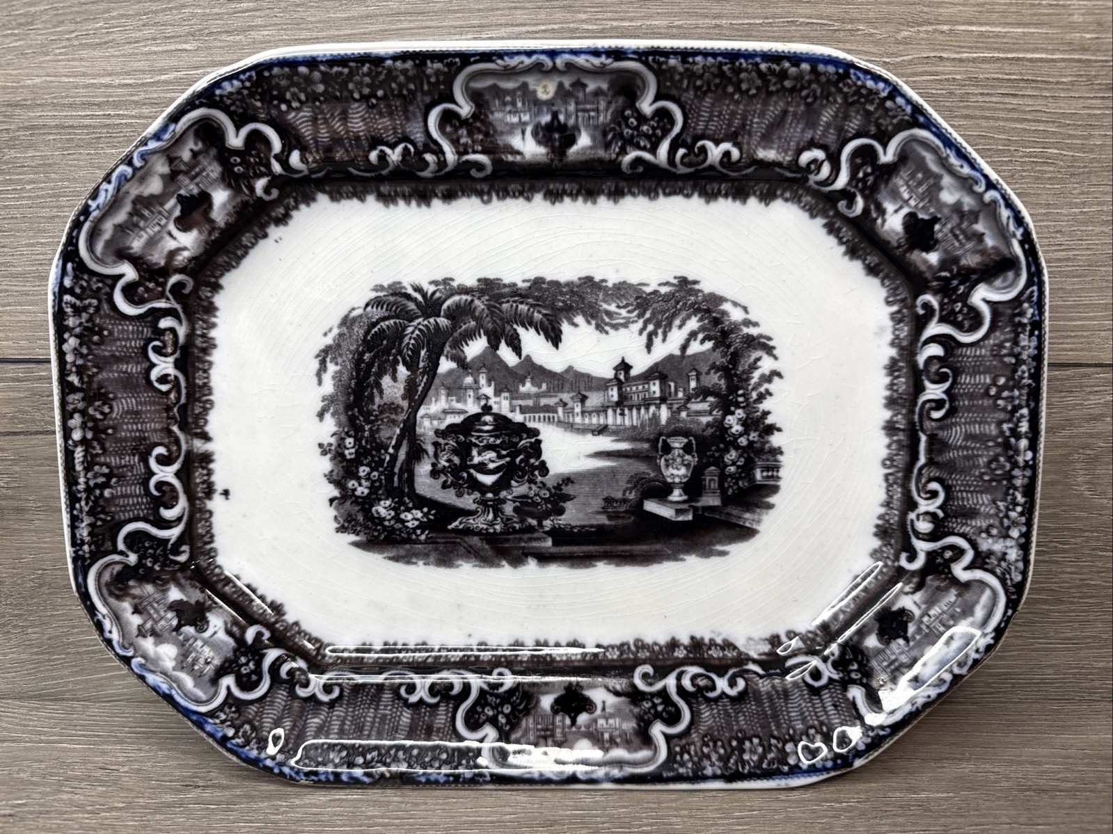 Podmore Walker Mulberry Washington Vase Large Serving Platter P W &Co. 1834-1854
