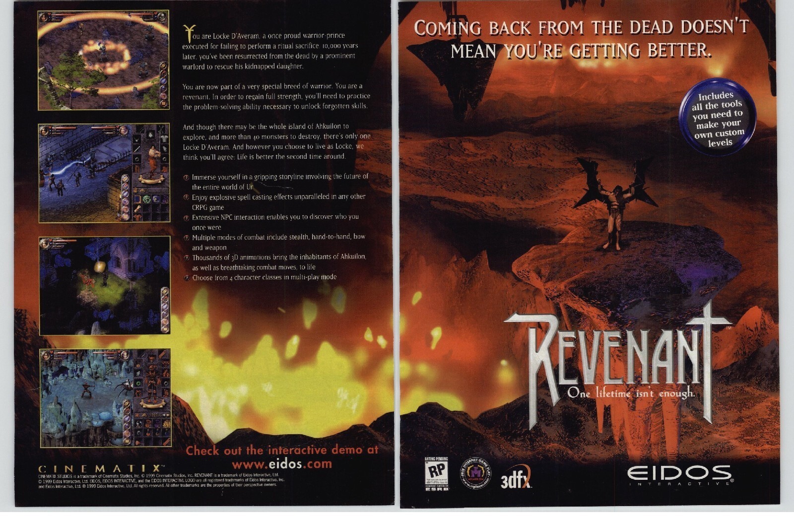 Revenant PC RPG Video Game Art 1999 Vintage Print Ad/Poster  