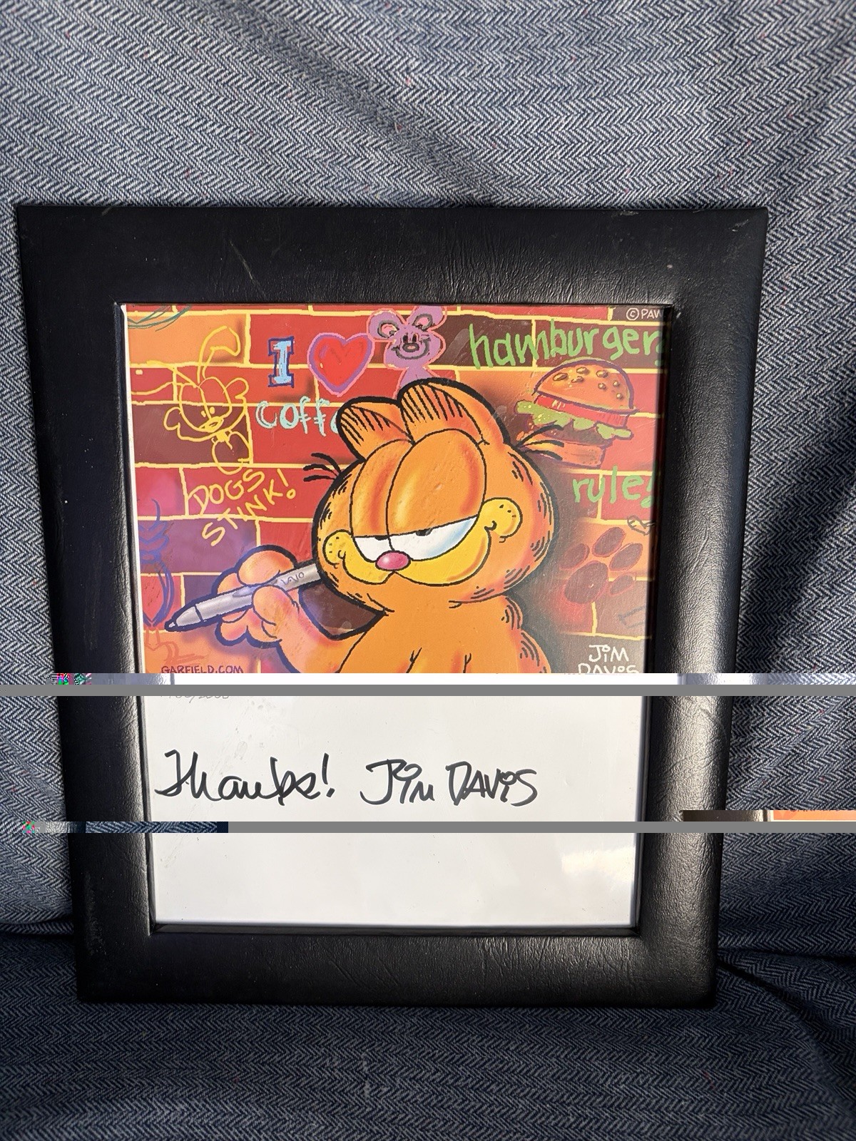SIGNED Garfield Cartoon Art By Jim Davis Autograph Inscribed Numbered