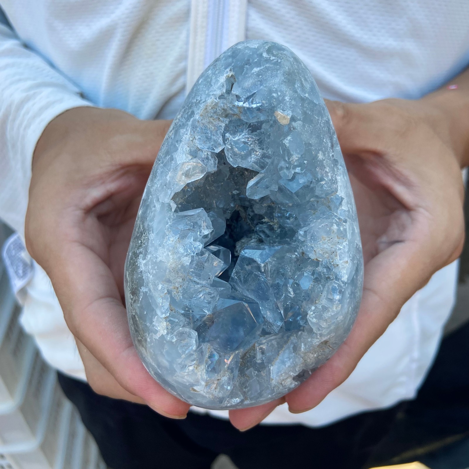 2.3lb Natural Blue Celestite Crystal Geode Quartz Cluster Mineral Specimen