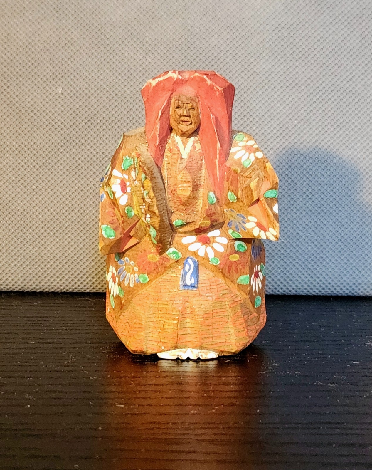 Vintage Japanese Nara Ittobori Wood Carving Shojo Noh Dancer Figurine Folk Art