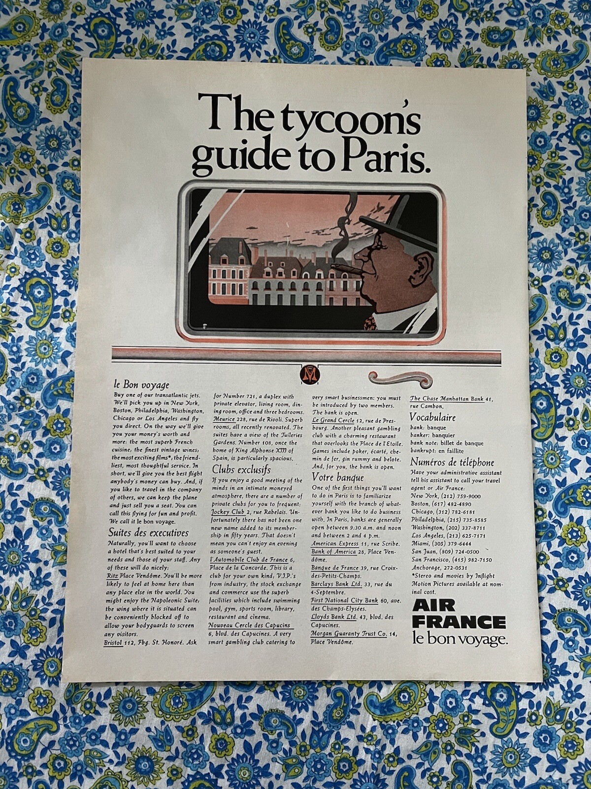 Vintage 1970 Air France Airlines Print Ad The Tycoon’s Guide To Paris