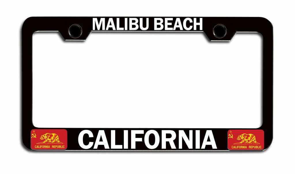 MALIBU BEACH CALIFORNIA Californian Steel License Plate Frame. CAN PERSONALIZE