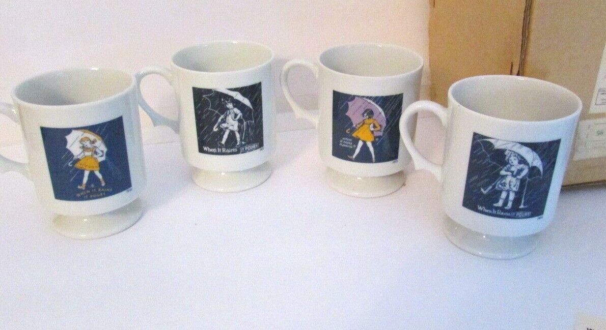 SUPER RARE Morton salt pedestal cups NIB from 1973 With display stand NEW