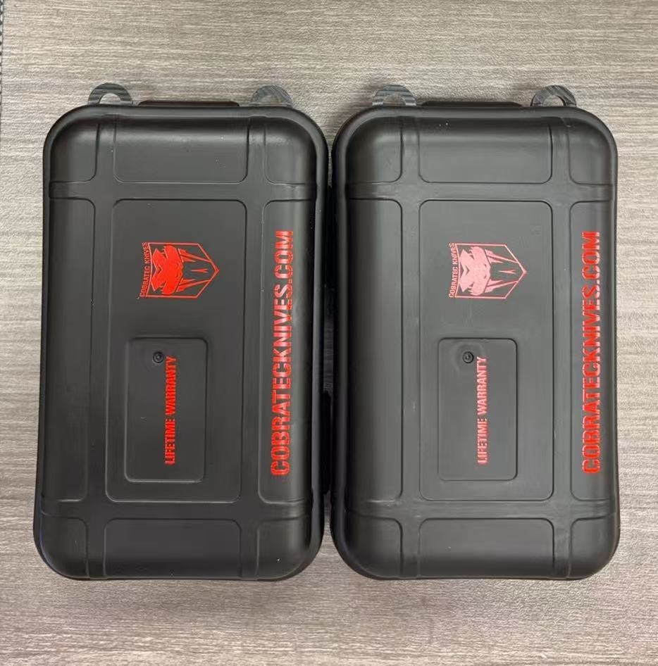 Two brand new Cobratec Knives hard storage boxes