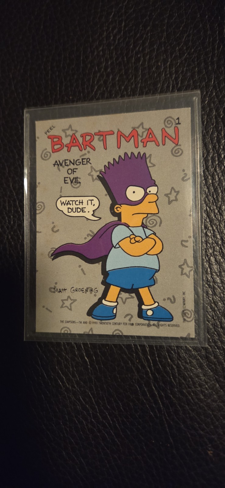 Original 1990 Topps The Simpsons Bart Simpson Rookie Card Sticker #1 Bartman