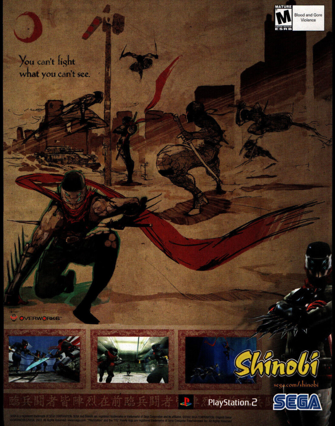 Shinobi Sega PS - Eidos Game Print Ad / Poster Promo Art 2002