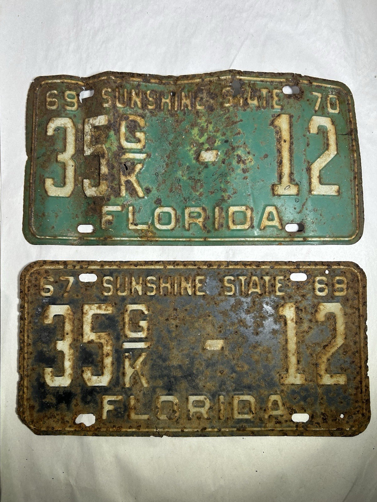 Vintage 1967 1968 1969 1970 Florida Blue License Plate Tag 35GK 12 Collectible