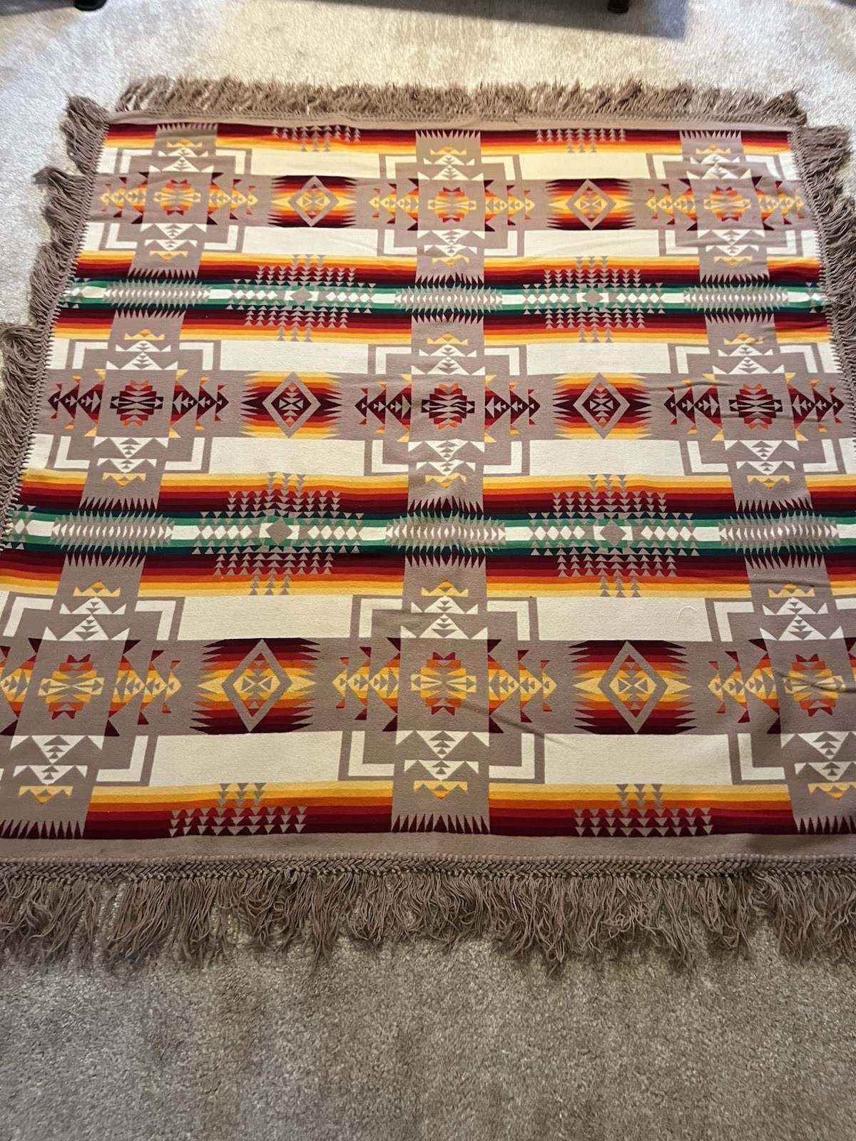 1923-1930, Pendleton Beaver State Indian Trade Blanket Shawl, 67” X 72”