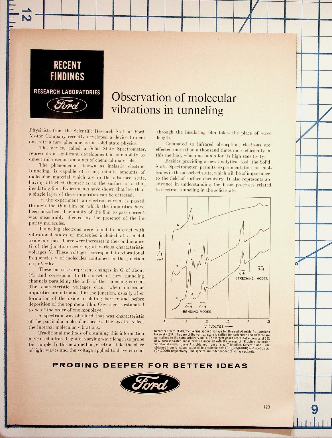 Ford Research Labs 1960s Science Ephemera Molecular Vibrations Tunneling Article