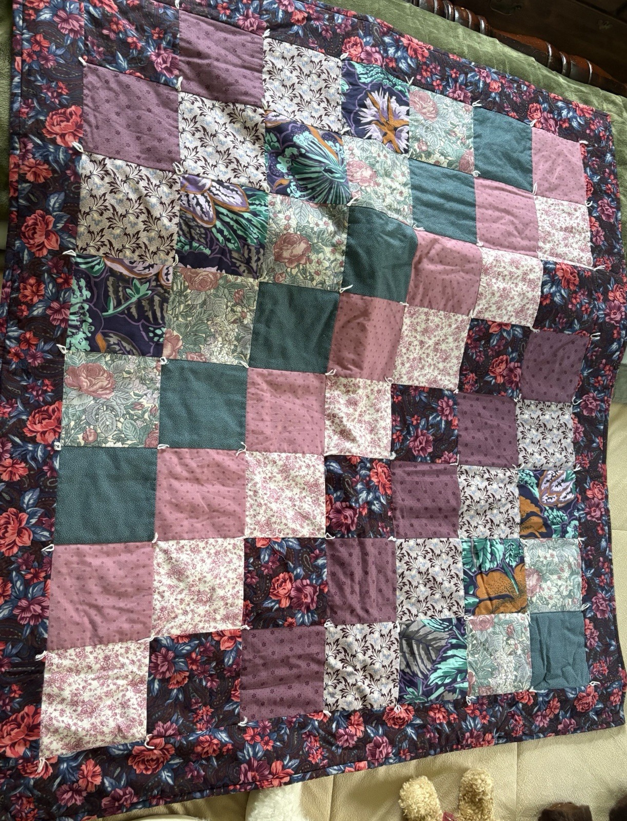 Handmade Lap Quilt Vintage Cottage Core Rose Patterns