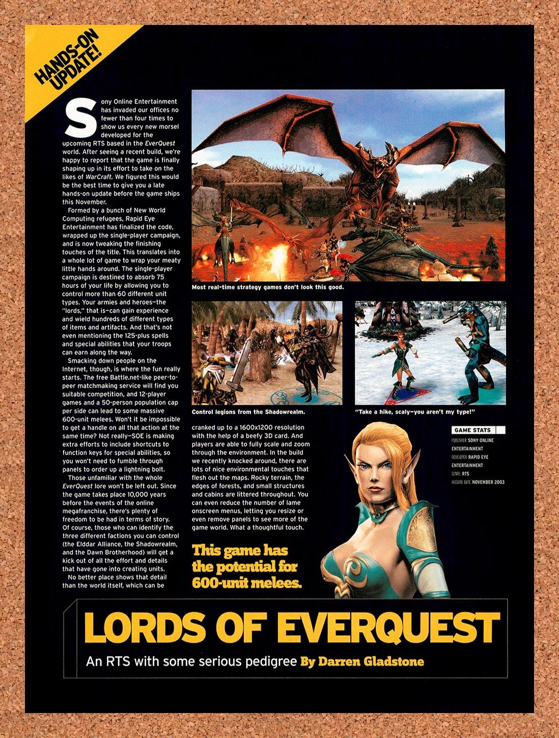 2003 Lords Of EverQuest PC Original Advertisement / Retro Promo vr4