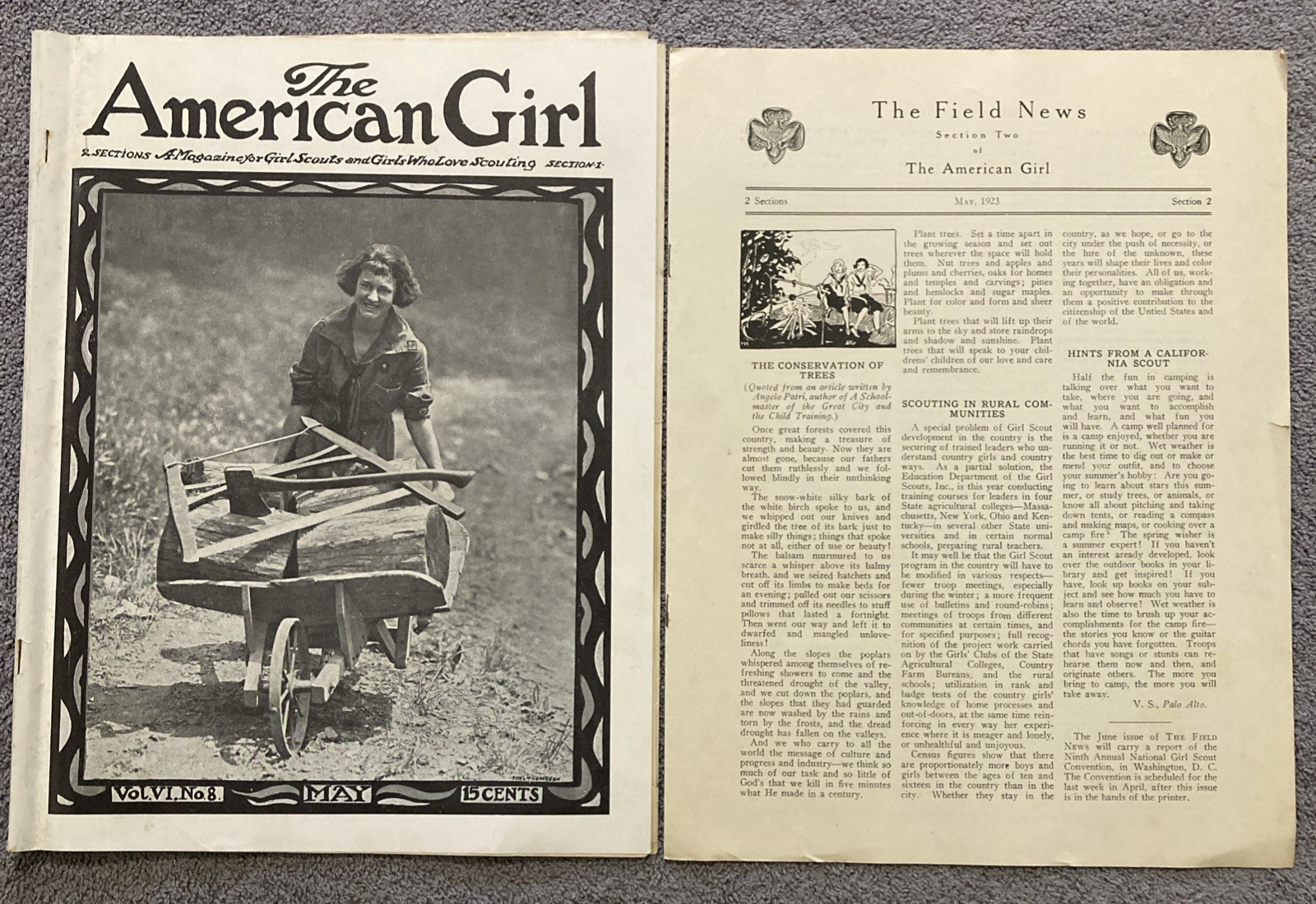Scarce 1923 The American Girl May Section 1 & 2 Field News Girl Scouts VI No 8