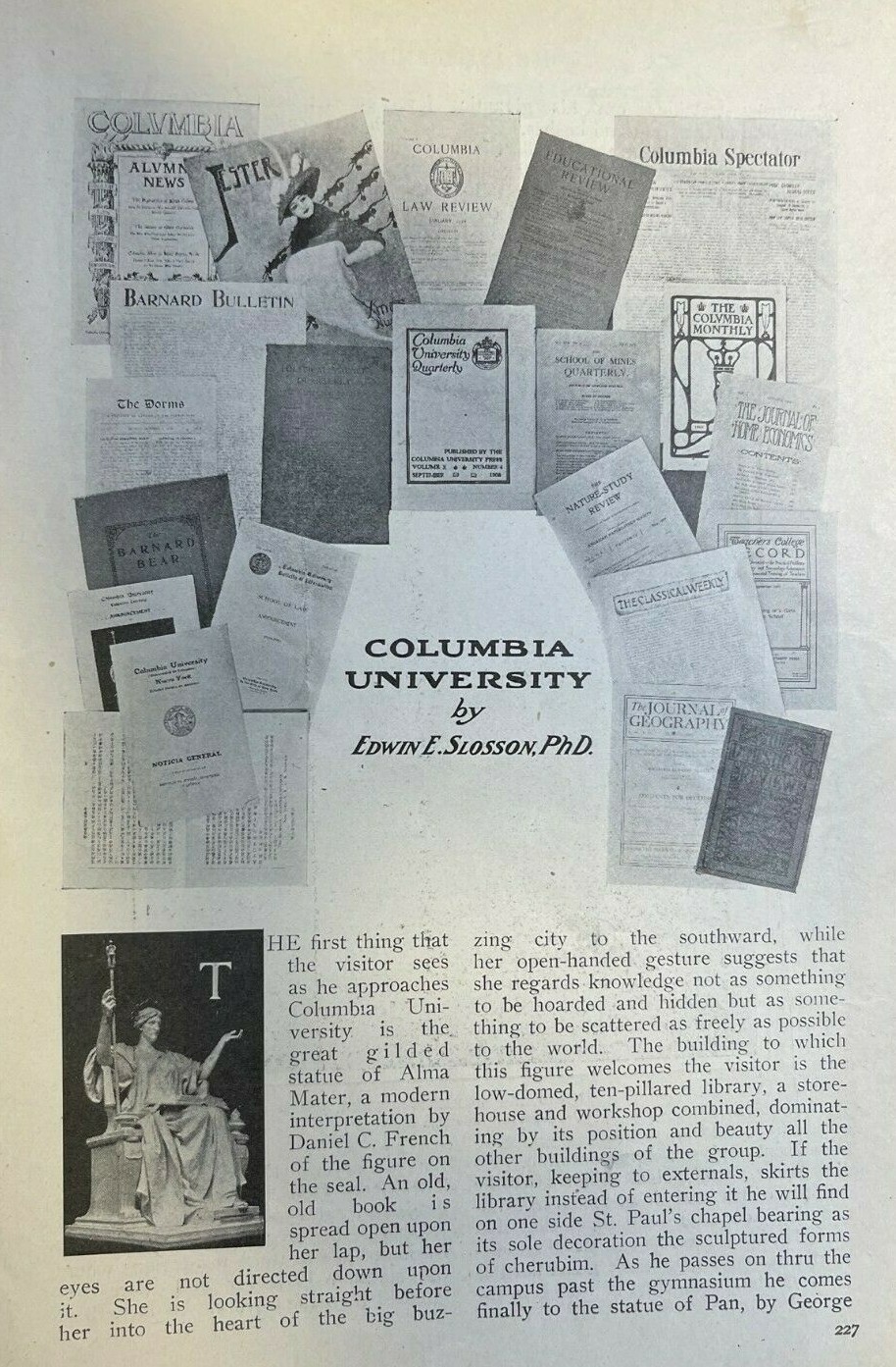 1910 Columbia University New York Barnard College St. Paul's Chapel illustrated