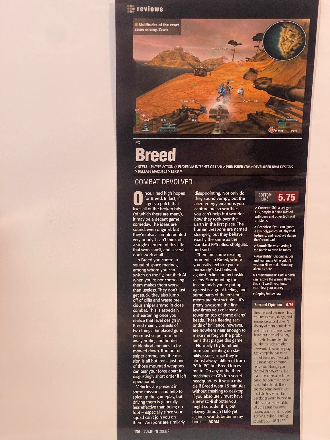 2004 Breed PC Game Review Magazine Page Game Informer Ephemera