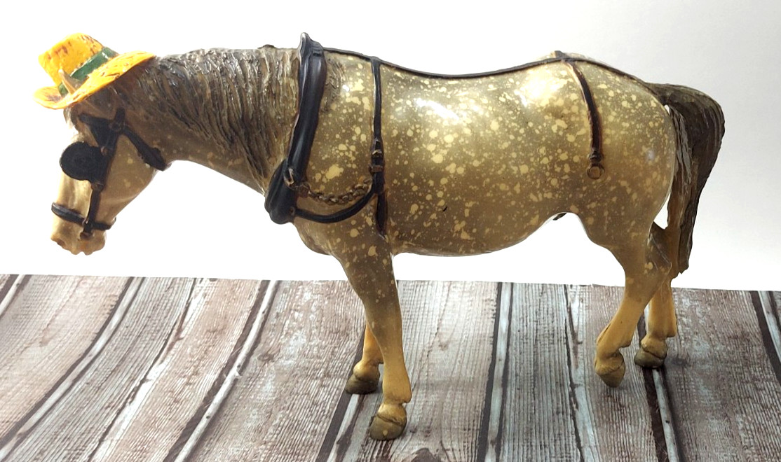 Breyer Old Timer #205 Model Horse Glossy Dapple Grey Yellow Hat Green Band