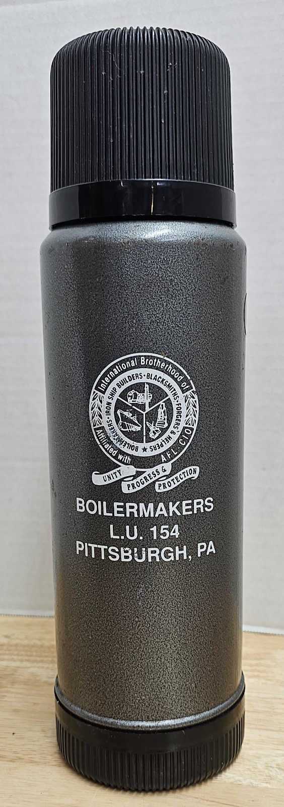 Vintage Aladdin Boilermakers Union Thermos,  Pittsburgh, Pa, L.U.154 Made In USA