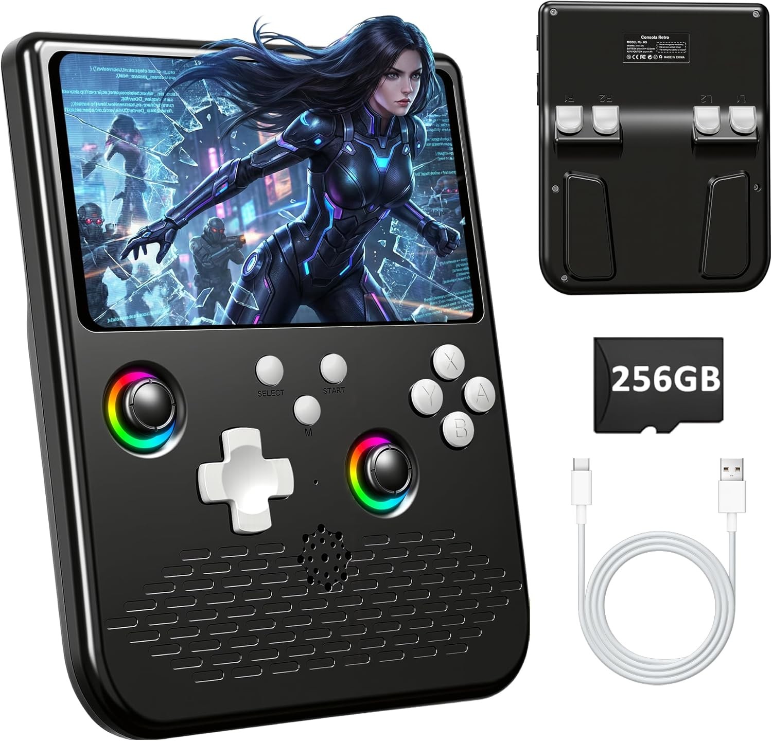 H5 Retro Gaming Console, 5.0 Inch IPS HD 1.57 x 6.29 x 7.87 inches, Black