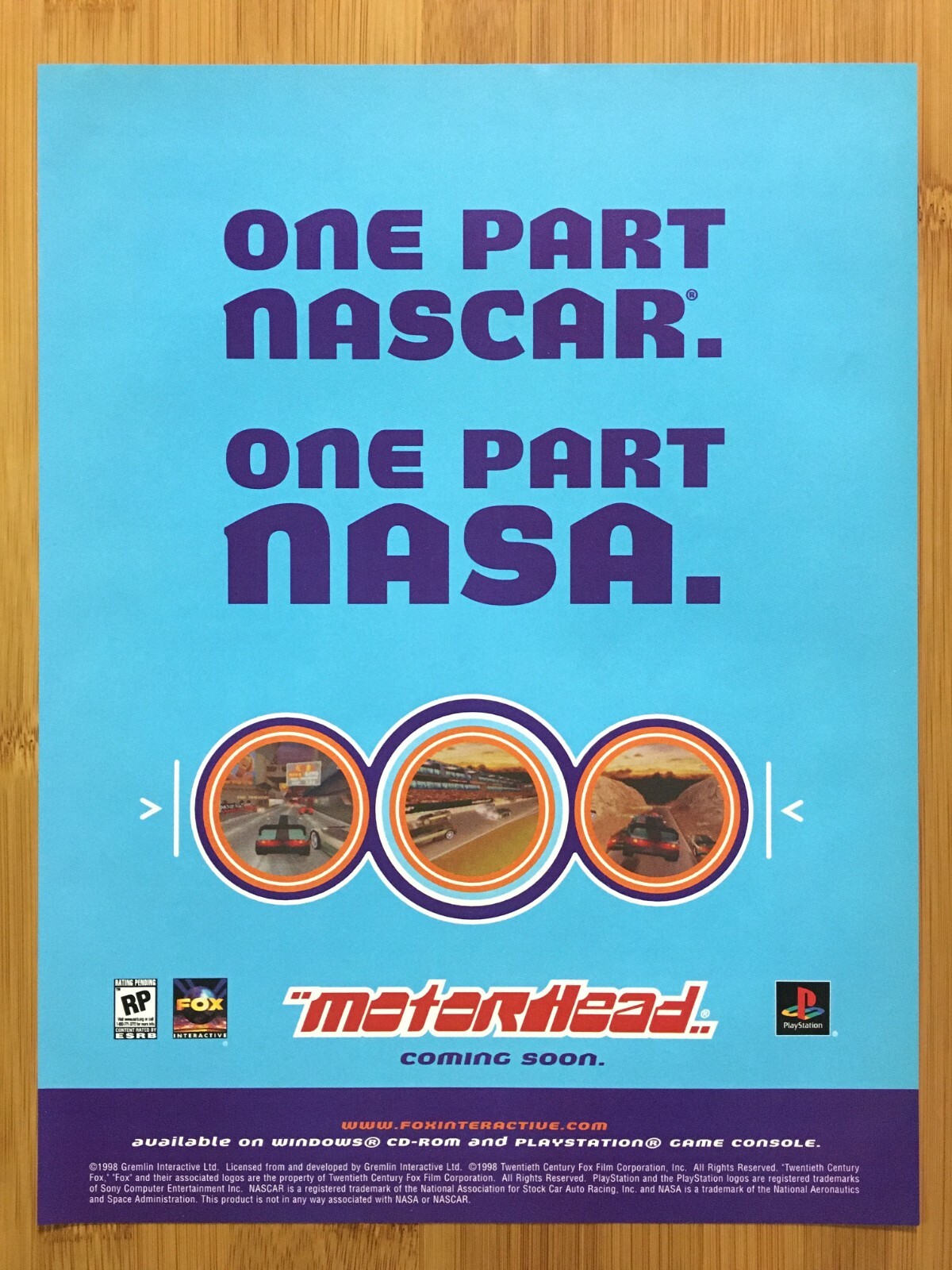 Motorhead PS1 Playstation 1 1998 Vintage Print Ad/Poster Official Racing Art