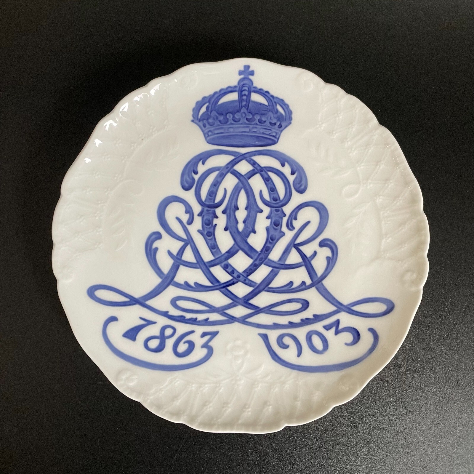 Antique 1863-1903 Royal Copenhagen Memorial Plate Christian IX 40th Anniversary