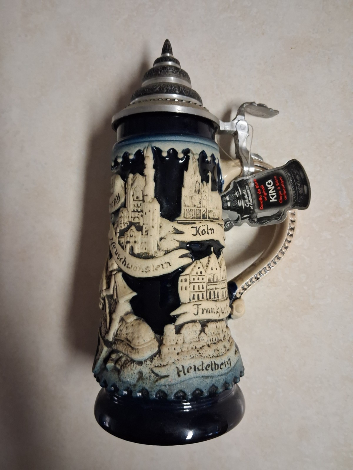 Blue Deutschland Germany Jousting Medieval Knights LE German Beer Stein