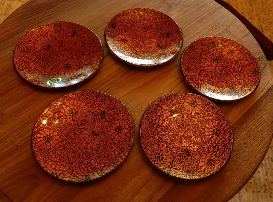 Elegant Resin Flower Pattern Plate Set - 13cm, 5pcs, Orange