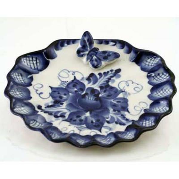 NEW Hand Painted Porcelain Serving Plate \'Butterfly\' Signed Unique Imported 