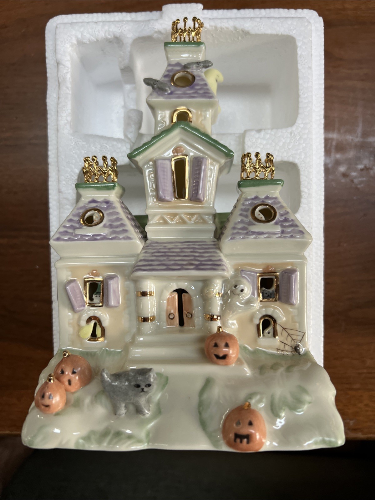 Vintage 2002 LENOX The Haunted House  Votive  Halloween Candle Sculpture