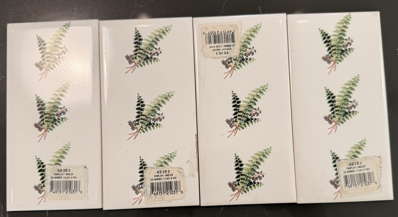 PORTMEIRION COMPLEAT ANGLER 4 BOARDER TILES NWT