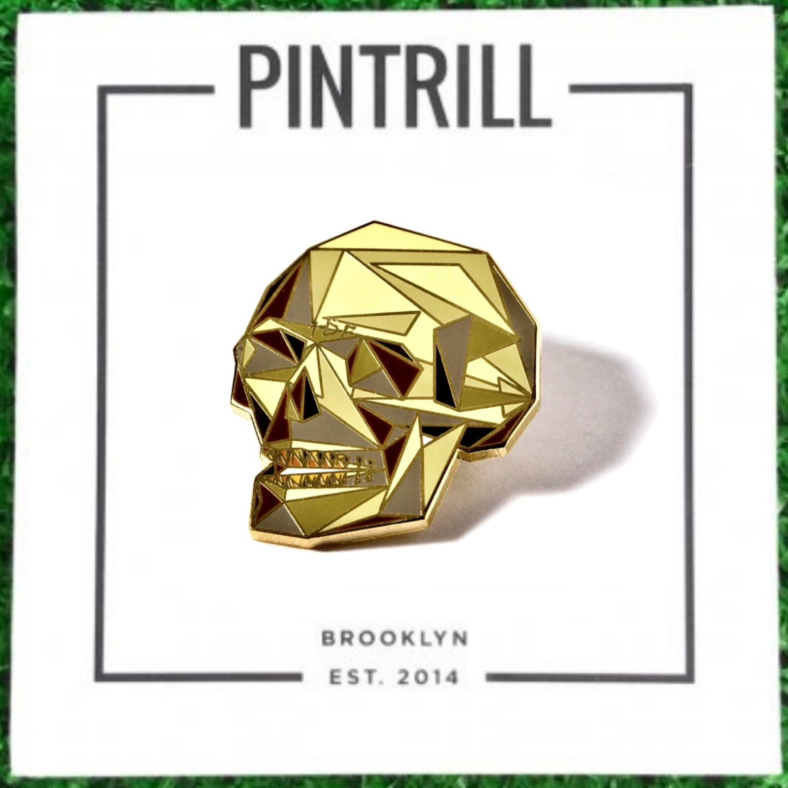 ⚡RARE⚡ PINTRILL x NATUREL Geometric Gold Skull Pin *BRAND NEW* 2017 LTD ED 💀