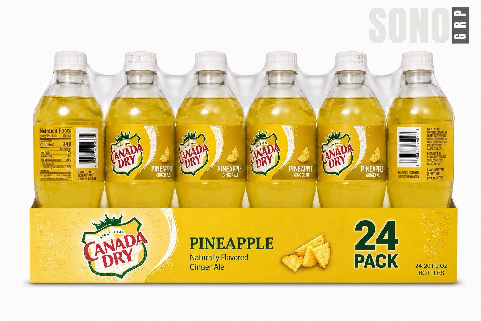 Canada Dry Pineapple Soda , 20 Fl Oz (Pack of 24)