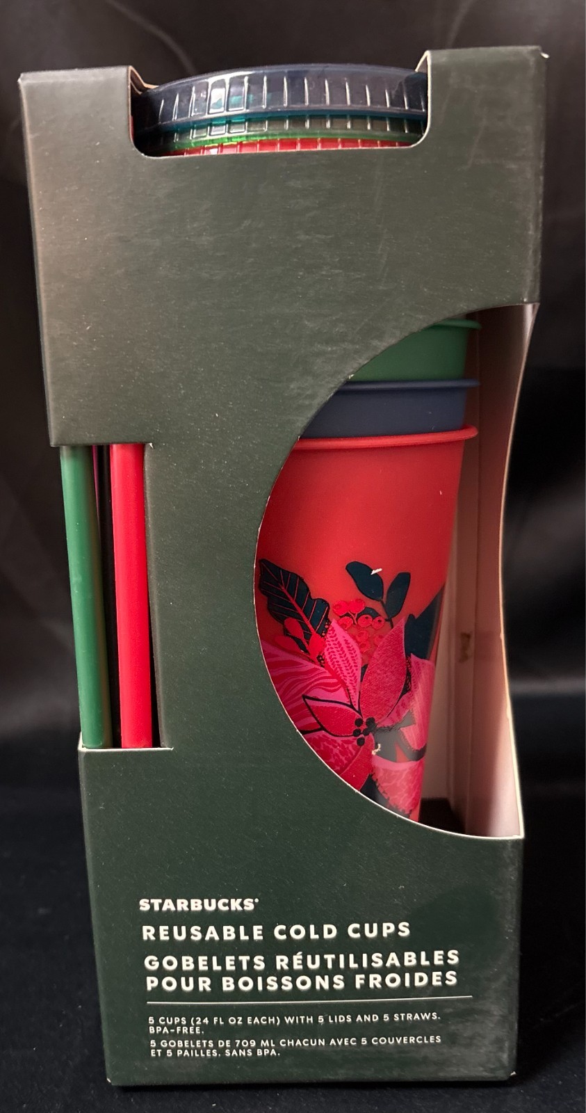 Starbucks Reusable Cold Cups-24oz-5 cups-Celebrate Your Favorite Season-New