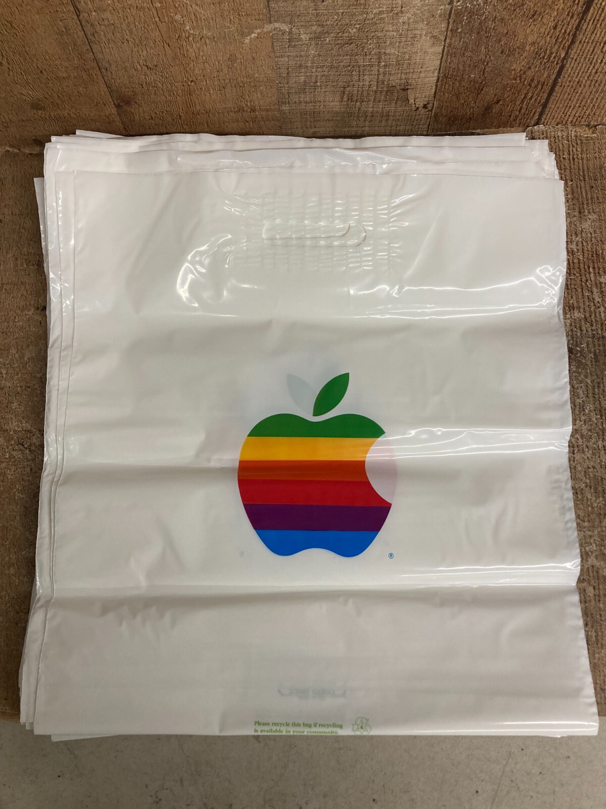 Vintage Apple Computer Vinyl Plastic Shopping Bag circa 1992, new. early 90s
