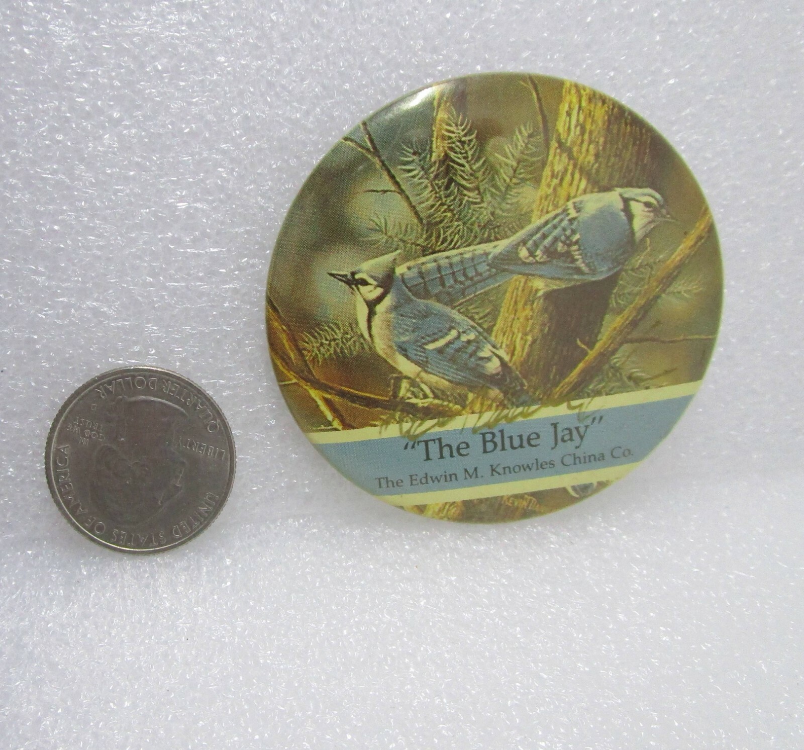 The Edwin M. Knowles China Co - The Blue Jay Button Pin