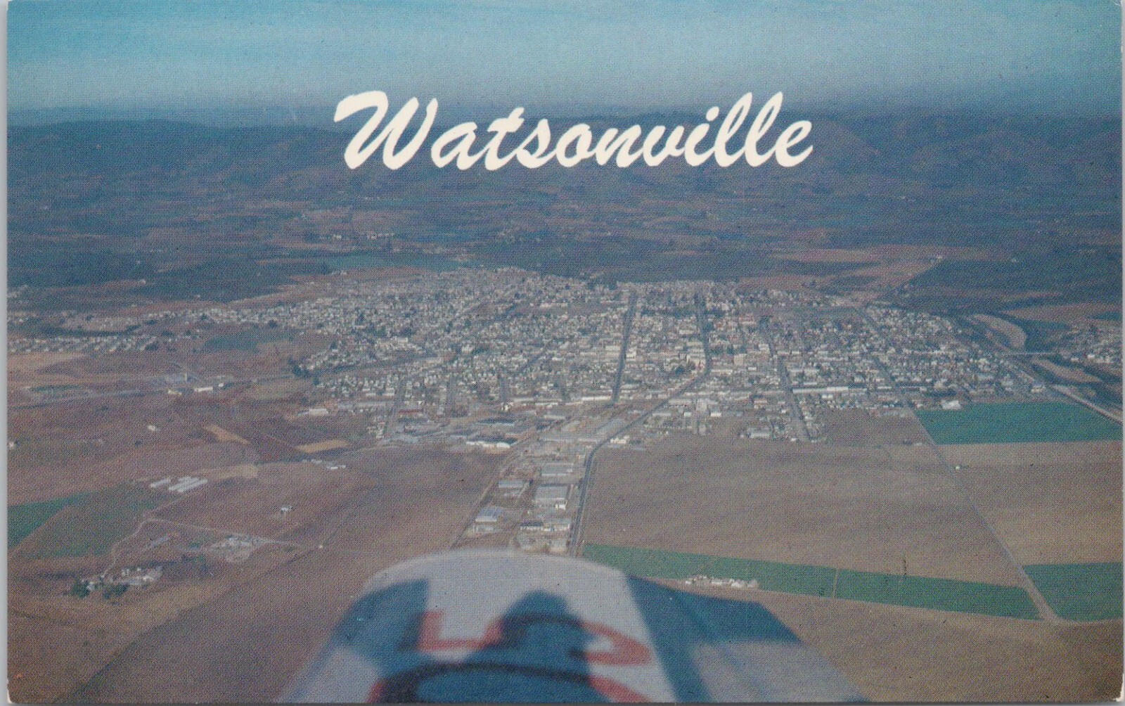 Photo PC Watsonville California Airplane View of the Town 1950s