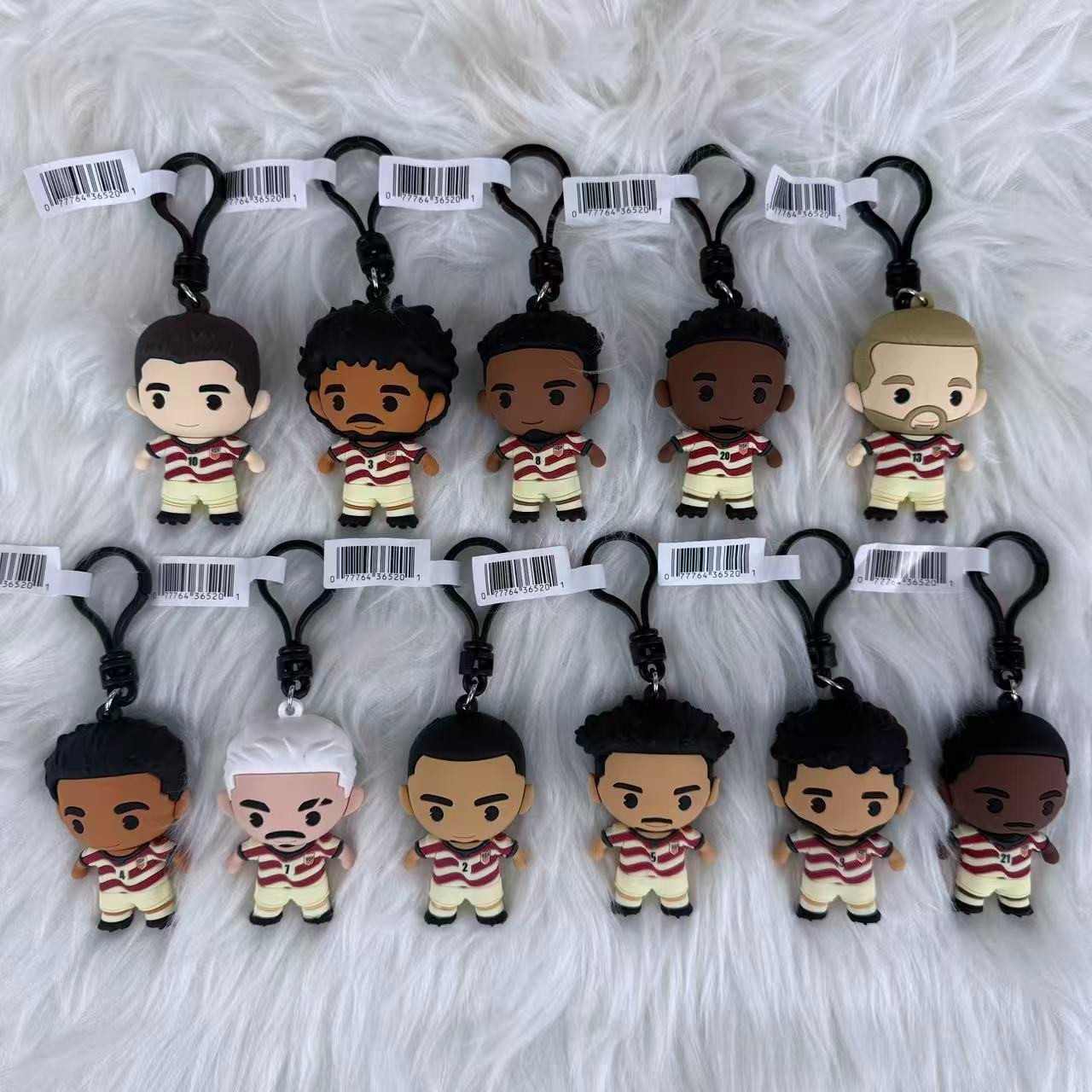 2026 USMNT Soccer Team 3D Vinyl Collectible Bag Clip Keychain  Complete 11 PCS